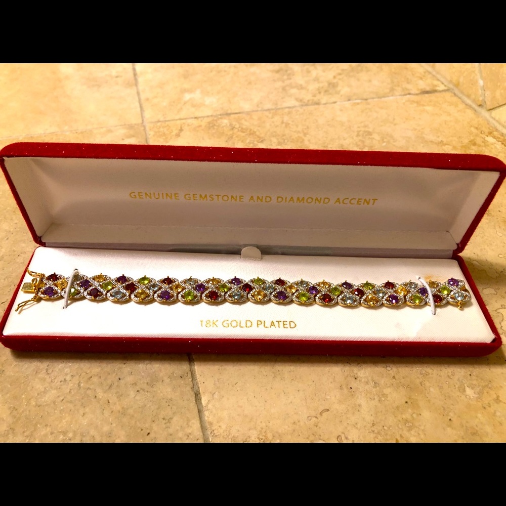 NEW Gemstone and diamond accent bracelet